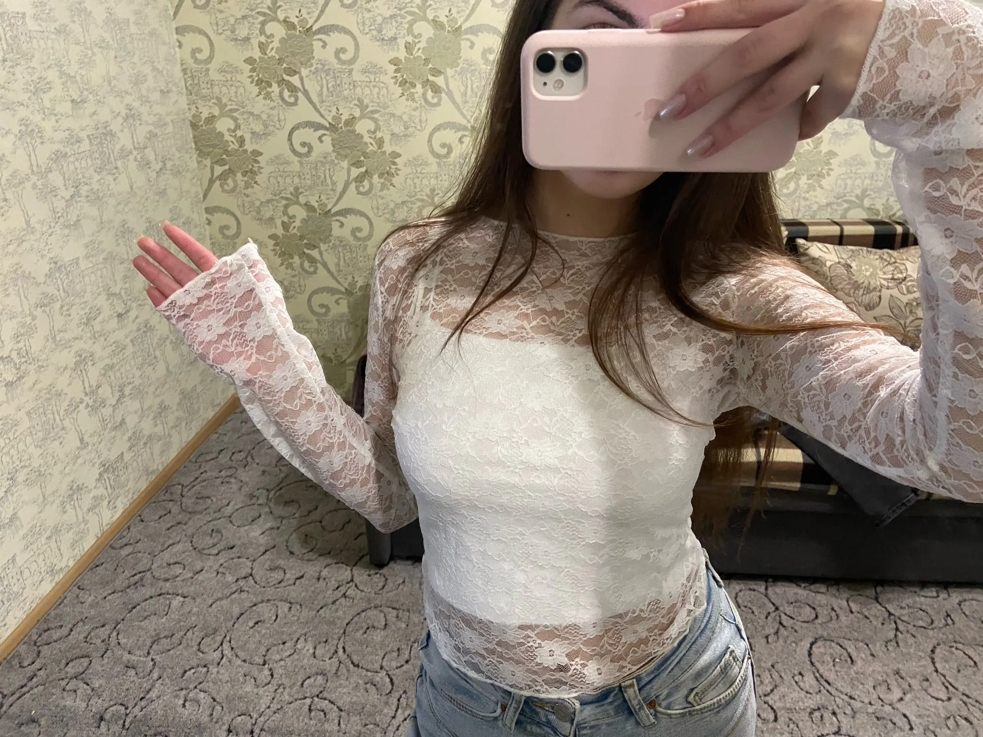 Lace-Trimmed Long Sleeve Crop Top for Unforgettable Nights photo review