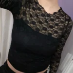 Lace-Trimmed Long Sleeve Crop Top for Unforgettable Nights photo review