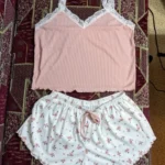 Lace-Trimmed Two-Piece Camisole & Shorts Sleep Set photo review