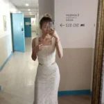 Elegant Women's Lace-Up Maxi Skirt Set Wedding Guest photo review