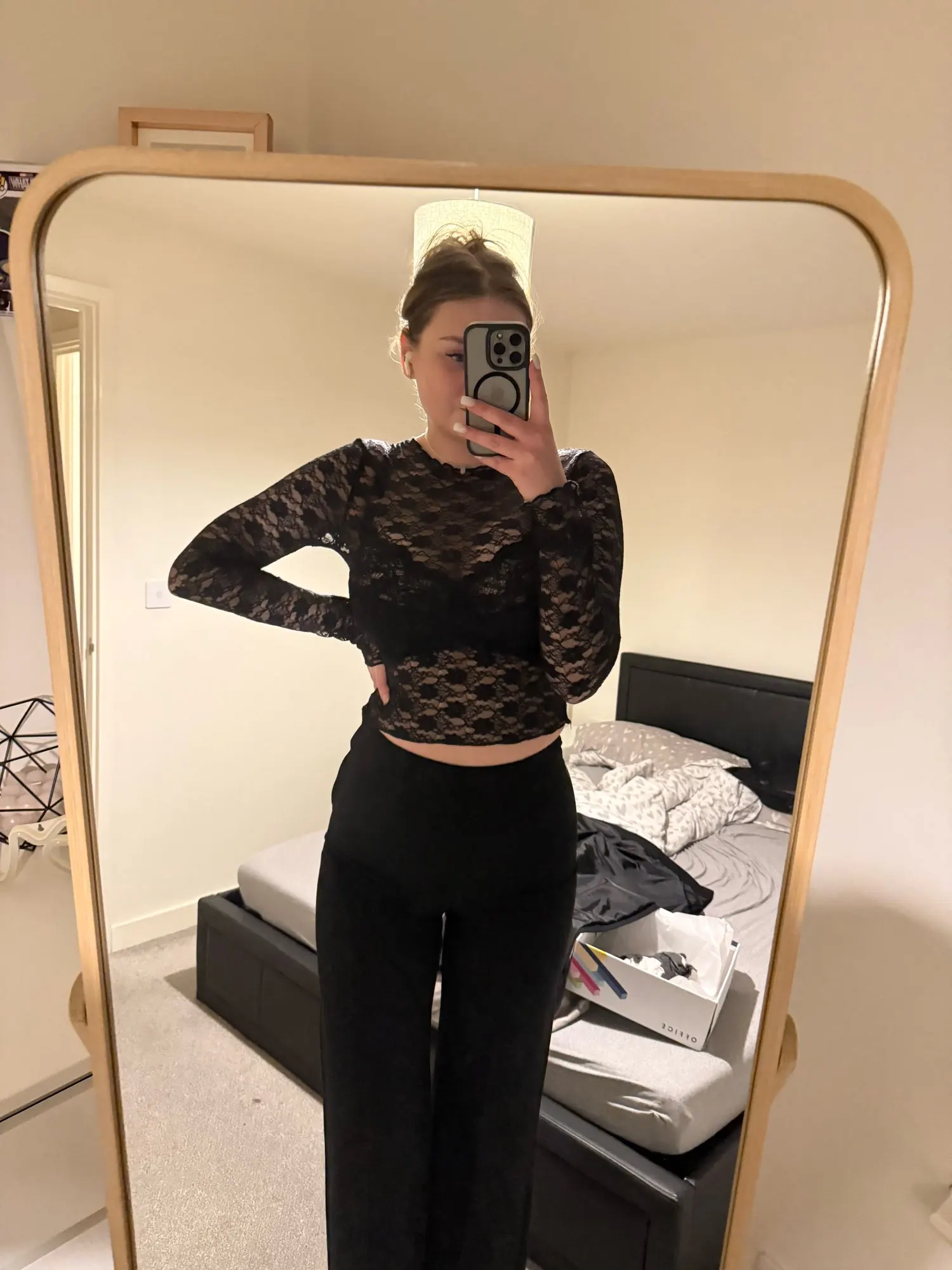 Lace-Trimmed Long Sleeve Crop Top for Unforgettable Nights photo review