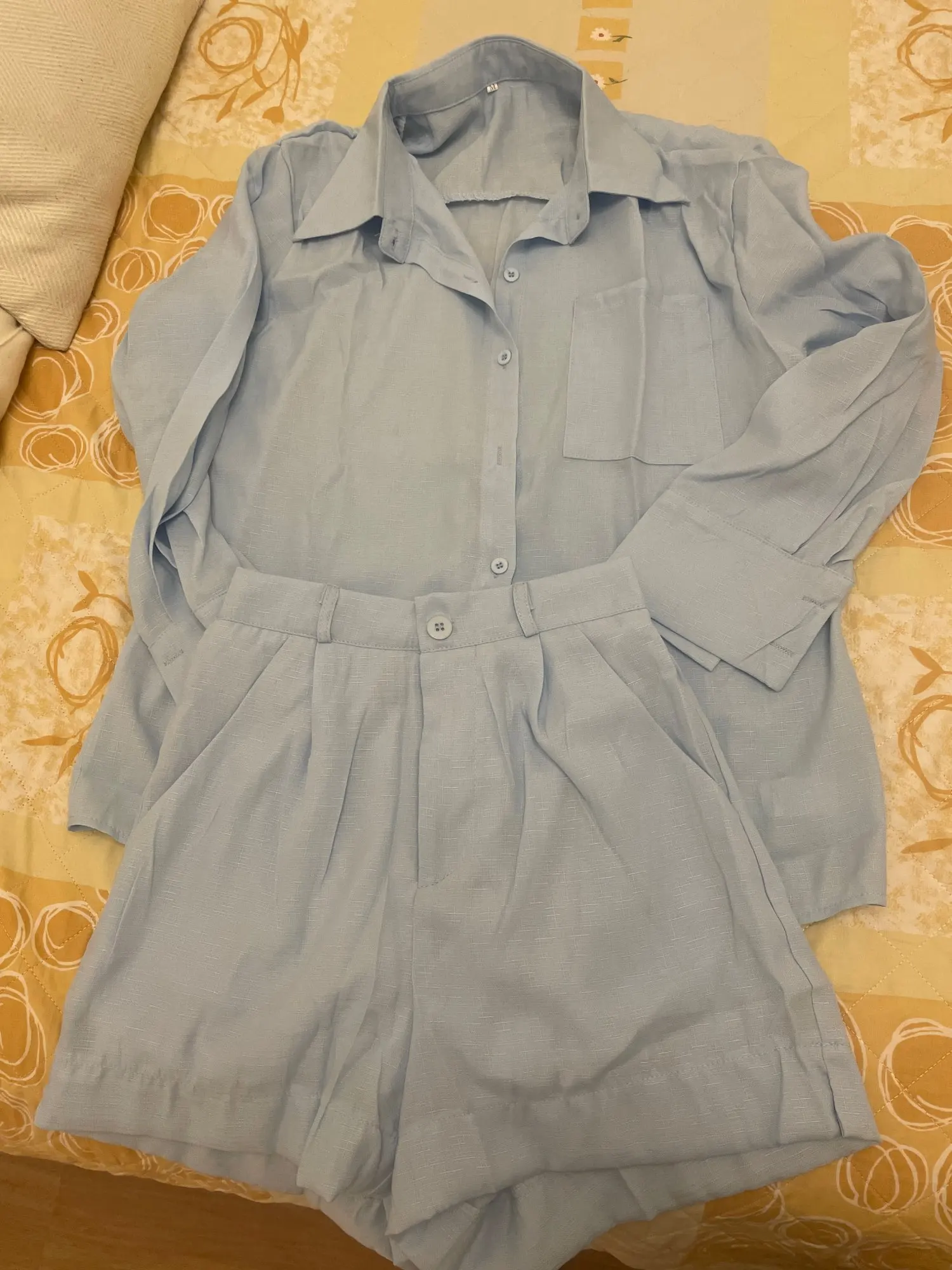 Trendy Button-Up Shirt & Shorts Combo - Perfect Summer Outfit photo review