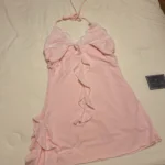 Lace-Up V-Neck Mini Dress Black Pink Sleeveless Summer Stretch photo review