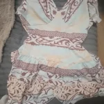 Printed A-Line Summer Dress with V-Neck and Flutter Sleeves photo review