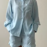 Trendy Button-Up Shirt & Shorts Combo - Perfect Summer Outfit photo review