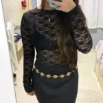 Lace-Trimmed Long Sleeve Crop Top for Unforgettable Nights photo review