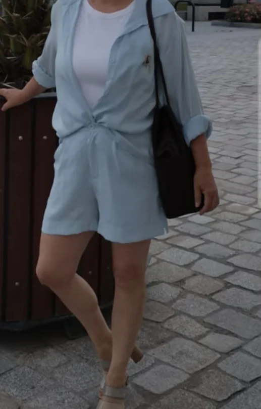 Trendy Button-Up Shirt & Shorts Combo - Perfect Summer Outfit photo review