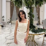 Elegant Women's Lace-Up Maxi Skirt Set Wedding Guest photo review
