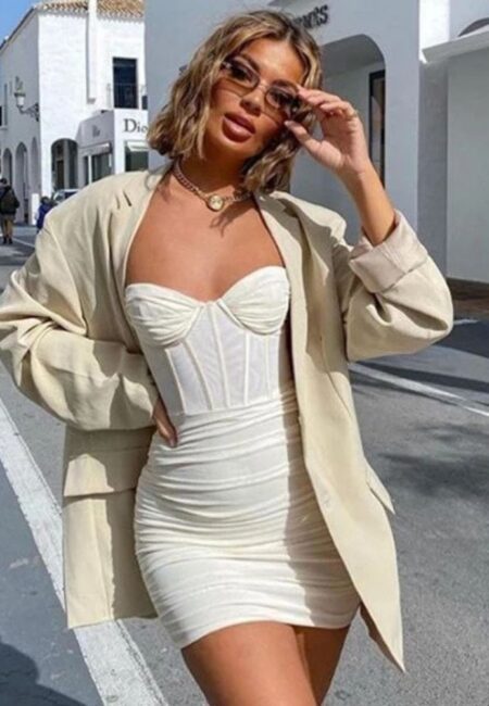 Ela Mesh Pleated Mini Dress