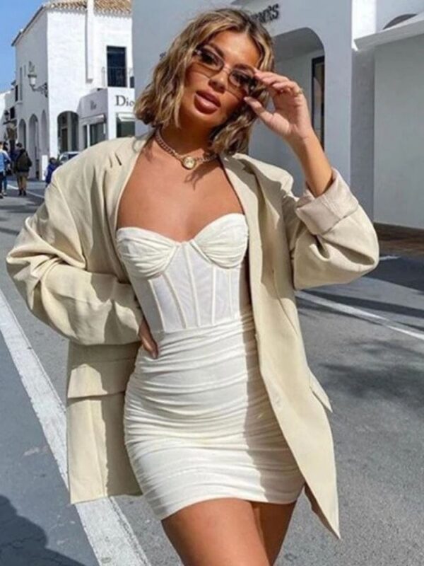 Ela Mesh Pleated Mini Dress