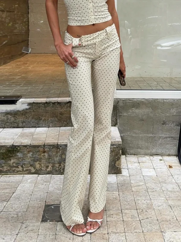 Moopsi 67 Y2 K Polka Dot Straight Leg Pants Women Low Rise Trousers