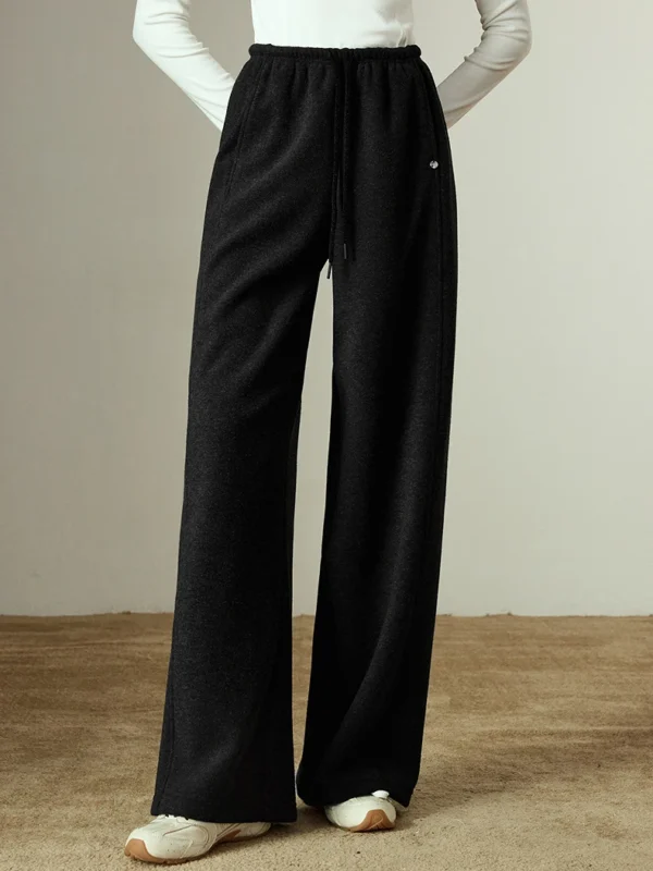 TOYOUTH Women Casual Pants Winter New Commuting Split Patchwork Design Loose Wide leg Long Pants