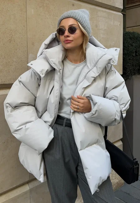 2026 Female Casual Hooded Down Cotton Coat Women Gray Long Sleeve Zipper Jacket Winter Lady Loose Pocket Warm Thick Outwear