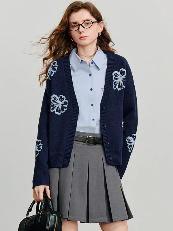 TOYOUTH Women Knitted Cardigan Autumn New Green Velvet V Neck Single Breasted Woolen Sweater Tops