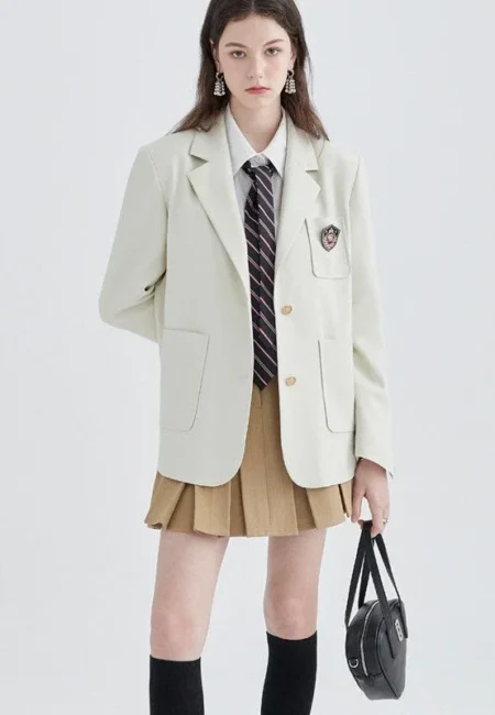 Women's New Stitched Suit Collar Button Pocket Fashion Solid Color Versatile Casual Long Sleeve Blazers