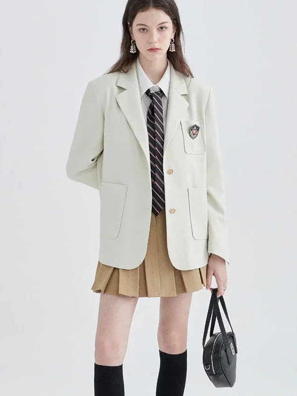 Moopsi 29 Women's New Stitched Suit Collar Button Pocket Fashion Solid Color Versatile Casual Long Sleeve Blazers