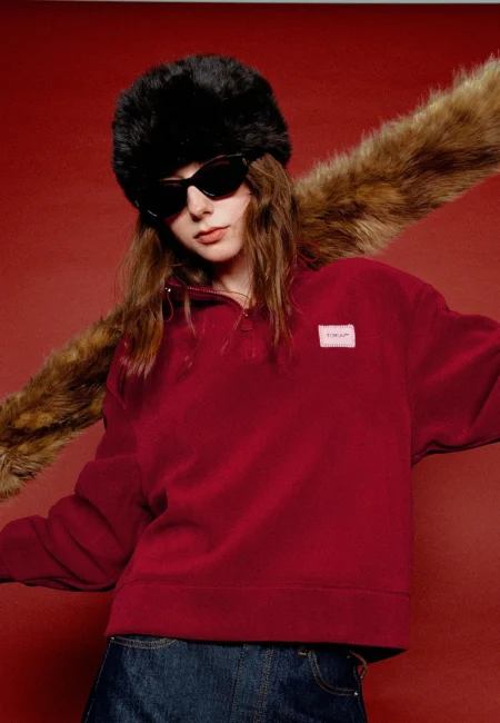 TOYOUTH Women Australian Fleece Hoodies 2026 Spring New Drawstring Zipper Stand Collar Lightweight Warm Sporty Tops