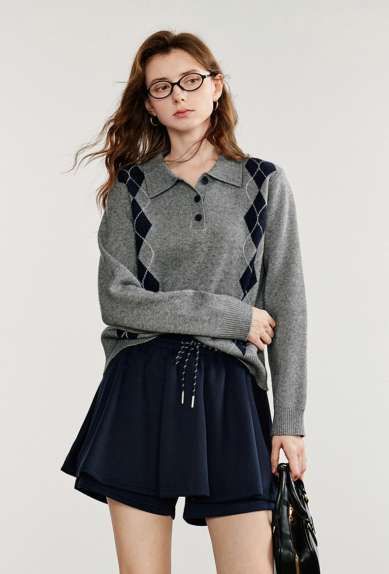 kf-S28af97da26c84f6ea286f3401bc9973fB TOYOUTH Women Knitted Sweater Autumn New College Style Turn Down Collar Sports Knitted Pullover Tops
