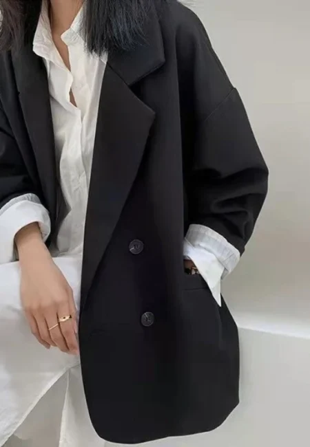 Spring New Women's Elegant Korean Style Suit Jacket with Versatile Design and Loose Collar Suitable for Office Work Blazer Women