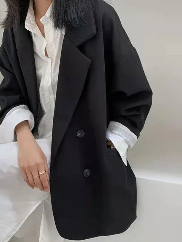Spring New Women's Elegant Korean Style Suit Jacket with Versatile Design and Loose Collar Suitable for Office Work Blazer Women