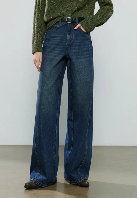 TOYOUTH Women Wide Leg Pants Winter NewAsymmetric Deconstructed Design 3D Loose Wide Leg Trousers