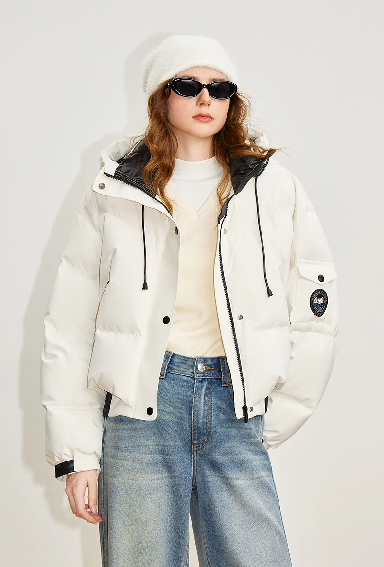 kf-S56fdf43ec6994ebc8b514613e44b5daeD TOYOUTH Women Down Jackets Winter New Hooded White Duck Down Color blocking Spliced Bread Coat Outerwear