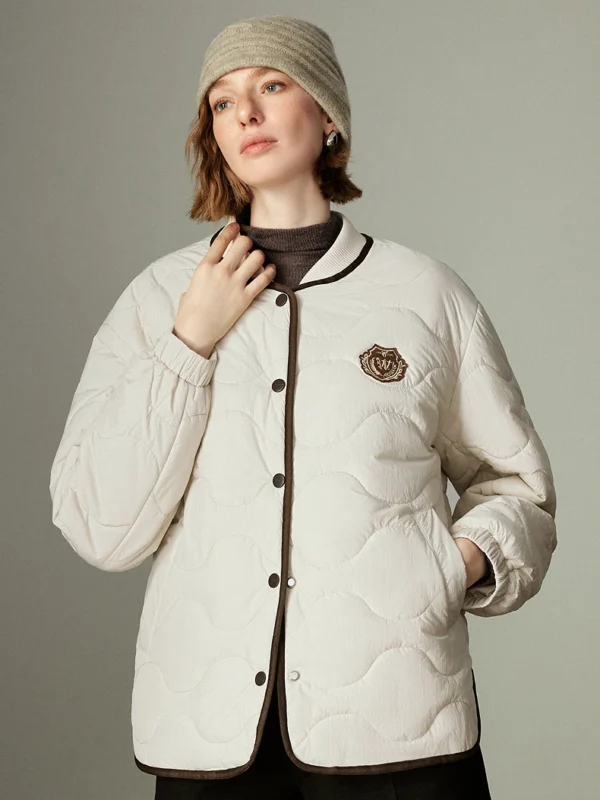 TOYOUTH Women Lightweight Warm Varsity Cotton Jackets Winter New Academy Badge Outerwear