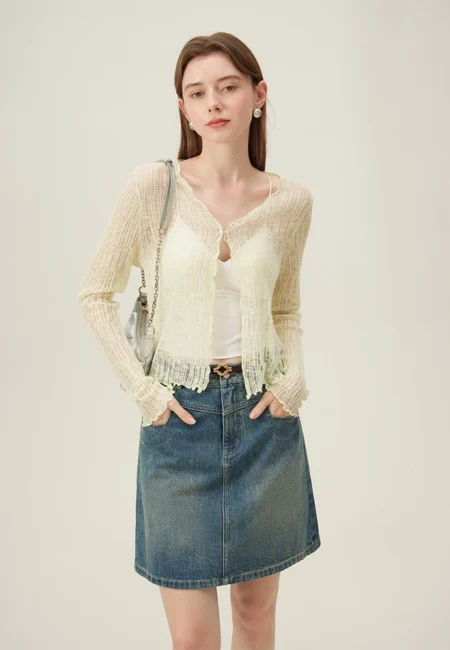 High Waisted Blue Denim Mini Skirt A-Line Summer Casual Shorts