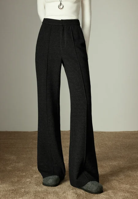 TOYOUTH Winter New Women's Casual Pants, Mermaid Flare Glutinous Rice Texture, Mid Low Waist Full Length Trousers