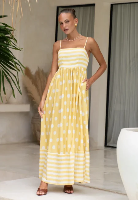 Summer Fashion New Women's Elegant Printed Strap A line Dress Strap Big Swing High Waist Bareback Dress