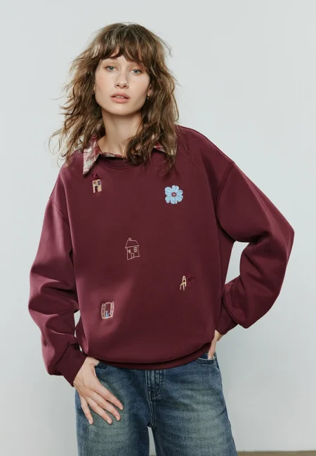 TOYOUTH Women Warm Hoodies Sweatshirt Winter New Cotton Cartoon Embroidery Age Reducing Tops​