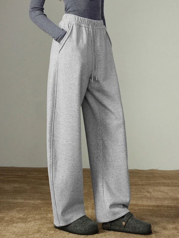 TOYOUTH Women Casual Pants Winter New Lazy Style Sports Draping Loose Elastic Waist Fleece lined Banana Pants​