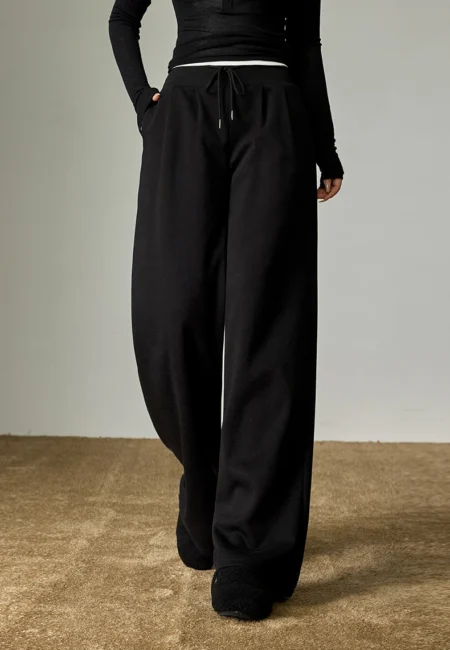 TOYOUTH Women's Casual Pants Winter New High Waistband Design Wide leg Long Pants