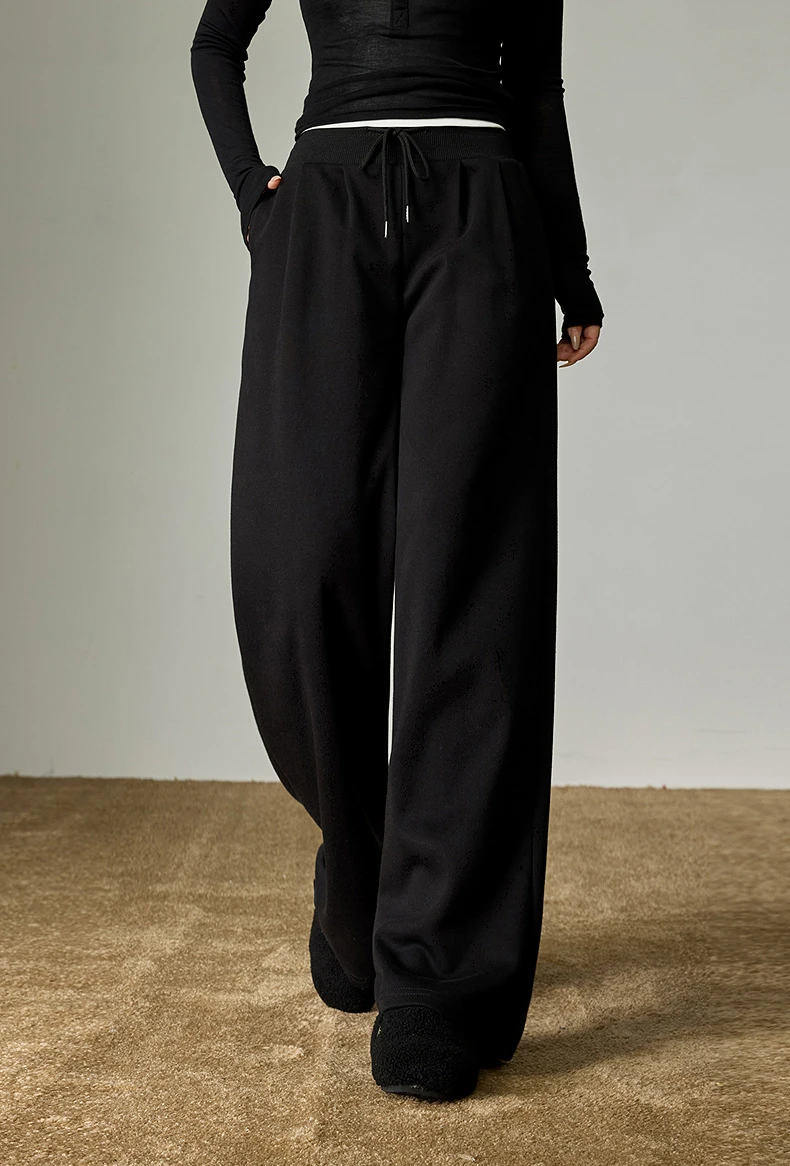 Kf-Sa1B821628Dc048778F59245704A6F9Cfj Toyouth Women'S Casual Pants Winter New High Waistband Design Wide Leg Long Pants