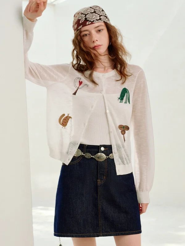 Moopsi 63 Toyouth Women Slub Textured Linen Knit Tops 2026 Spring New Lightweight Sheer Cropped Fitted Fun Pattern Age Reducing Blouses