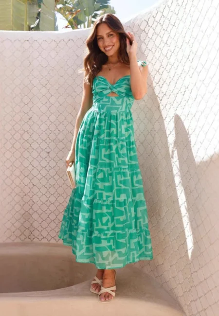 Summer Fashion New Women's Elegant Dress Vacation Style Printed Temperament A line Strap Long Dress