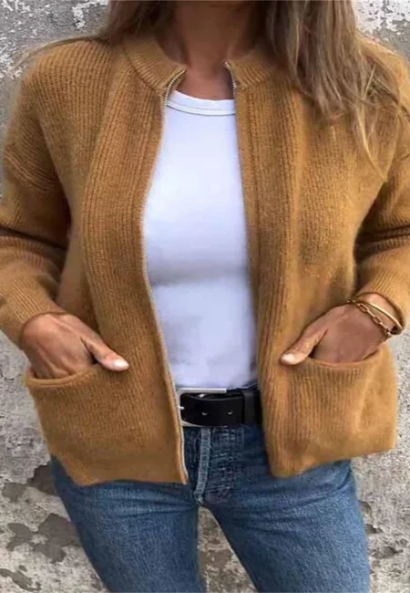 cross border Europe and the United States Autumn and winter stand stand alone fashion casual zipper jacket loose pocket jac