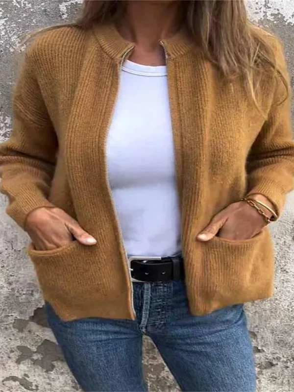 cross border Europe and the United States Autumn and winter stand stand alone fashion casual zipper jacket loose pocket jac