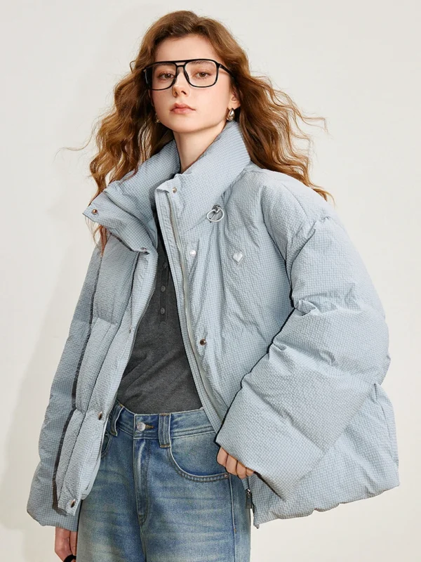 Moopsi 59 TOYOUTH Women's Down Jacket Winter New 90% White Duck Down Bubble Grid Loose Puffer Jacket Warm Outerwear