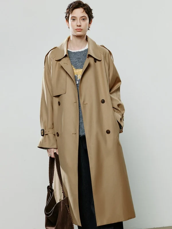 TOYOUTH Women Trench Coats Winter New Loose Mid Length Retro and Versatile Coat