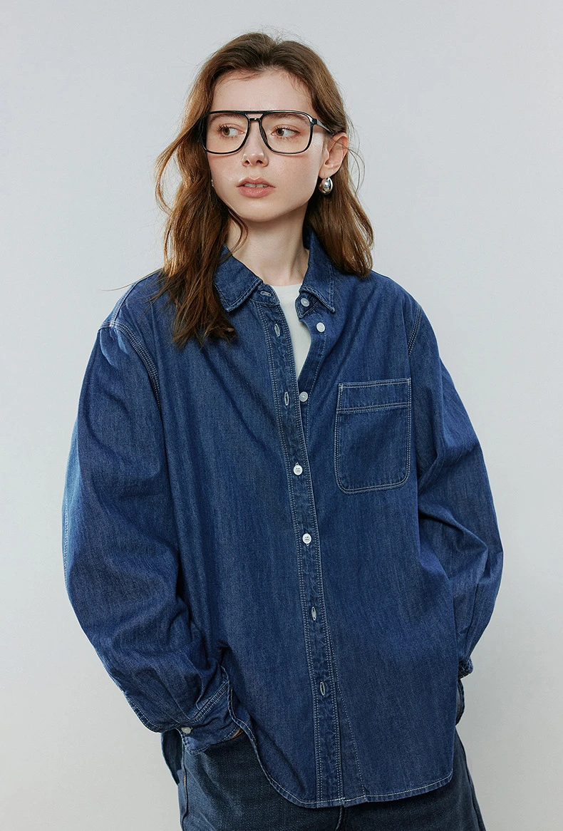kf-Sdb8e7c75db3d410c85cd64d088526f75o TOYOUTH Women Vintage Casual Denim Shirts 2026 Spring New Loose Outerwear Classic Basic Blouses