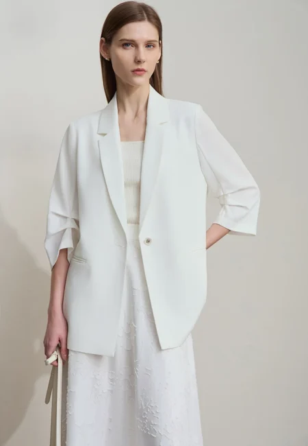 Amii Minimalist Women's Blazer Mujer Autumn New Solid Loose Seven quarter Sleeve Lapel Button Commuter Suit Jacket 12512019