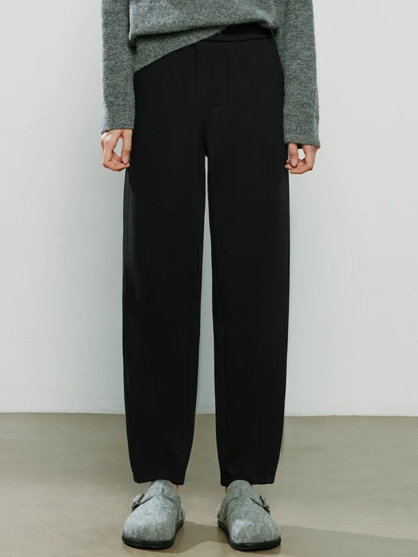 TOYOUTH Women Casual Pants Winter New Sweatpants Tapered Elastic Waist Split Design Fleece Lined Warm Trousers