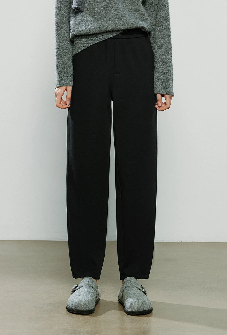 kf-Se425ed723de1458fb6f94dca8e171142v TOYOUTH Women Casual Pants Winter New Sweatpants Tapered Elastic Waist Split Design Fleece Lined Warm Trousers