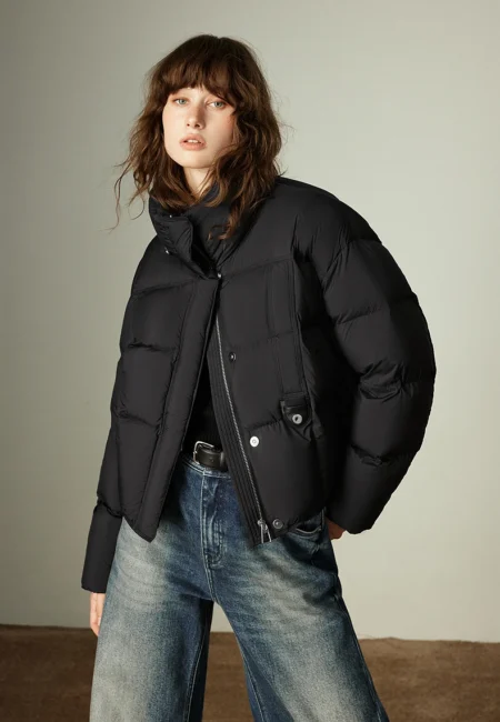 TOYOUTH Women Down Jackets Winter New Ultra soft Puffy Warm Crêpe Cake High Stand Collar White Duck Down Outerwear