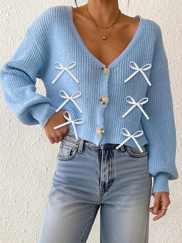 FairyShely Autumn Winter Single breasted Sweater Cardigan Women Long Sleeve Casual Cardigan Ladies Blue Loose Knitted Coat