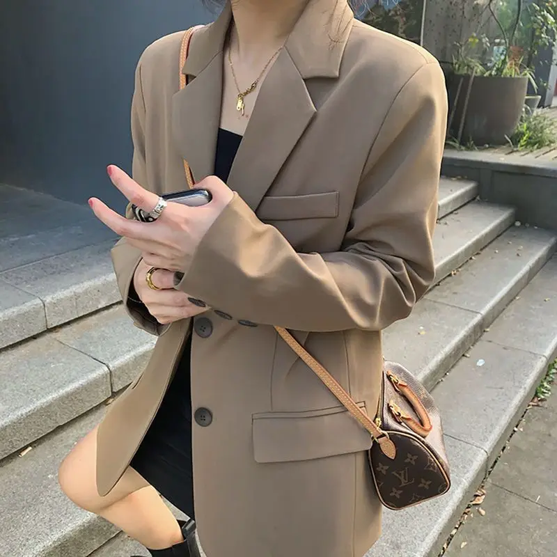 kf-Sf1102765a200457b8597e726dff4ae18E Spring Fashion New Women's Elegant Suit Jacket Lapel High end Solid Color Long Sleeved Professional Outfit Blazer