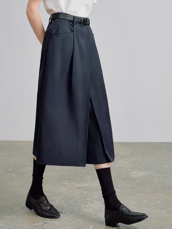 TOYOUTH Women Midi Skirts 2026 Spring New Wrinkle Resistant Niche Design Elastic Waist Origami Cocoon Shaped Mid Length Skirts