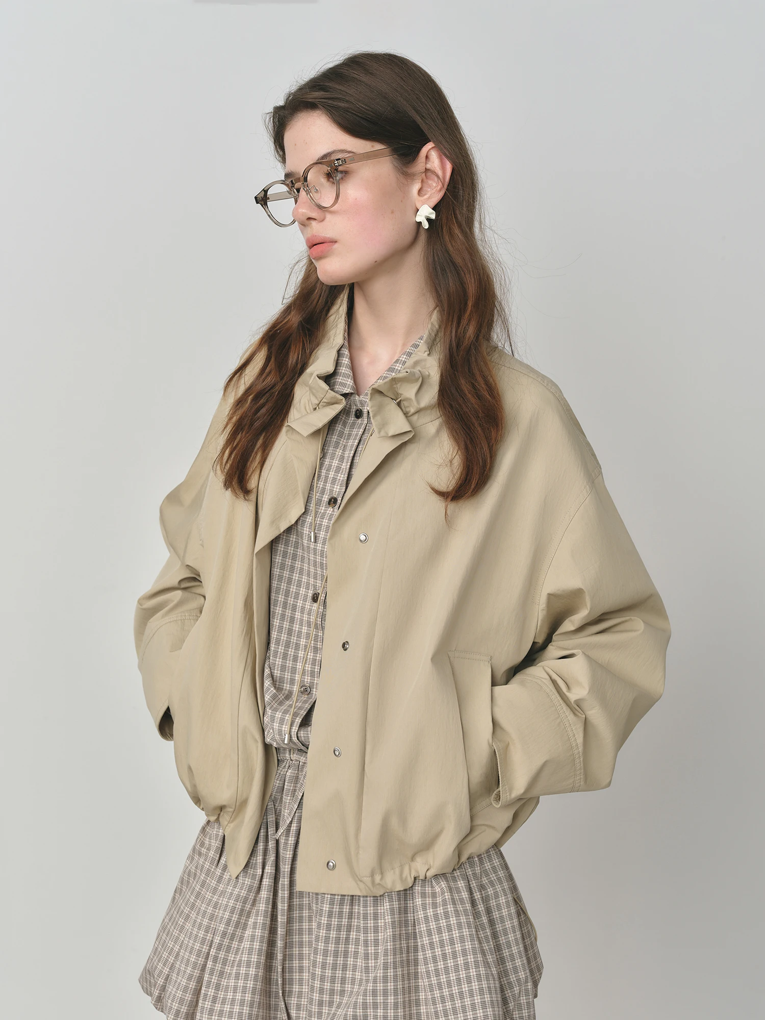 Kf-S041D22E1Be5C488Dad1Faf9350Ba0104V Zara Puffy Sleeve Drawstring Crop Jacket