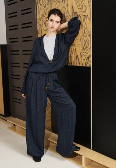 【Premium Series】Autumn Vacation Loose Set Top Pants For Women New Arrival V Neck Chic Elegant Two piece Set Old Money